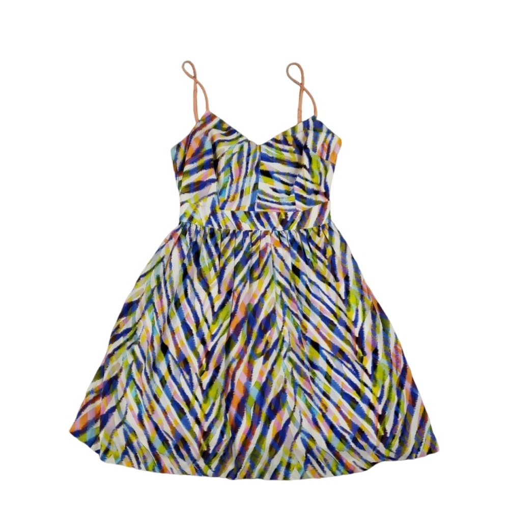 Trina Turk Gypsum Tropical Tiger Silk Spaghetti Strap Dress